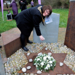 Brigg Town Mayor Cllr Sharon Riggall Laying a stone at the Memorial